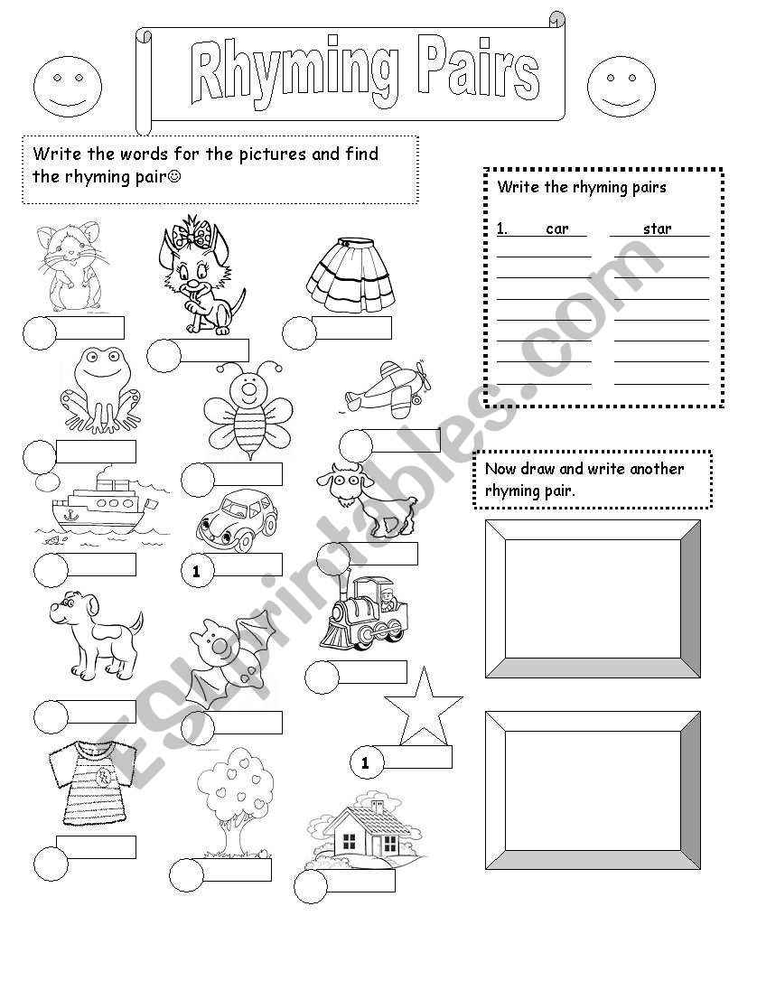 Rhyming pairs worksheet worksheet