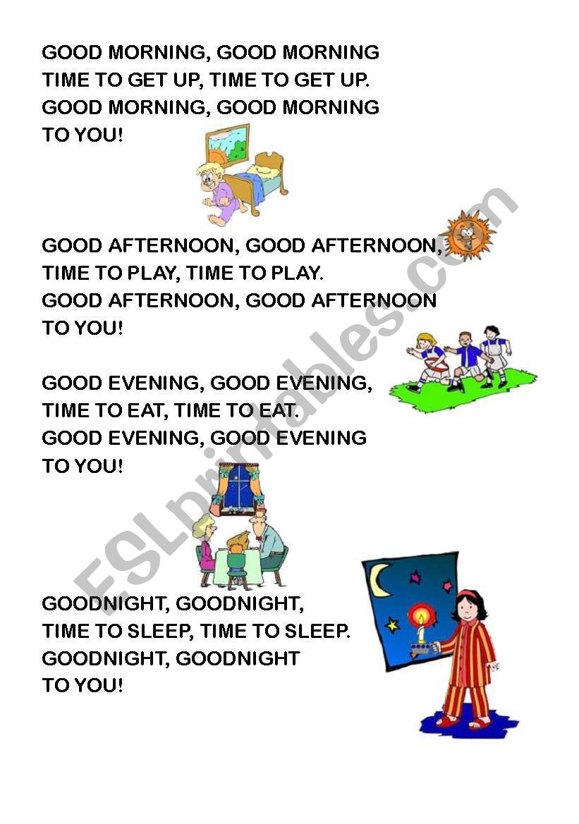 Parts of the day rhyme worksheet