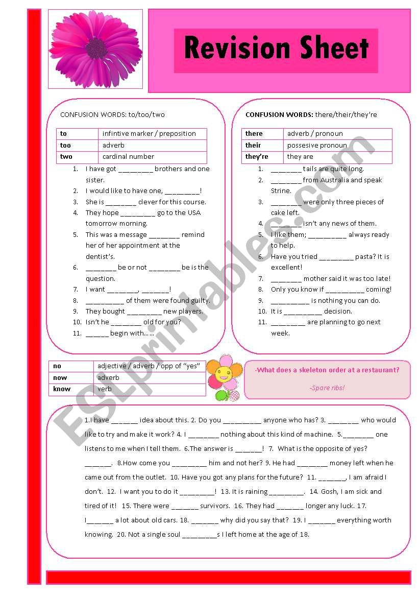 Revision Sheet #2 worksheet