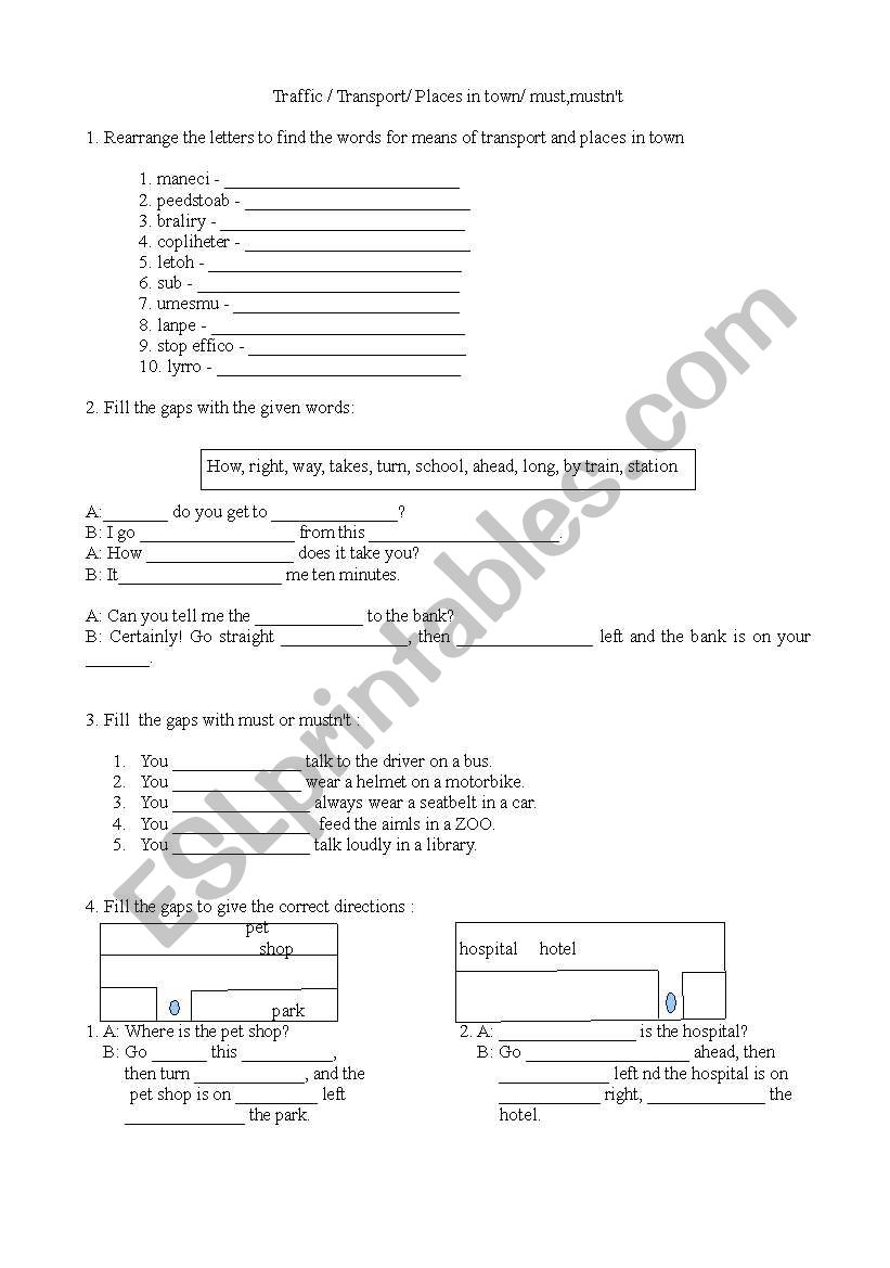 Places in town/ giving directions/ must,mustnīt Places in town/ giving directions/ must,mustnīt