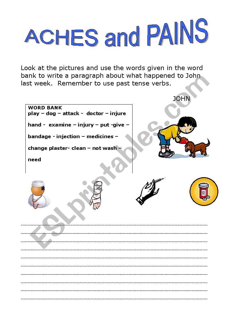 Aches and pains (2) worksheet