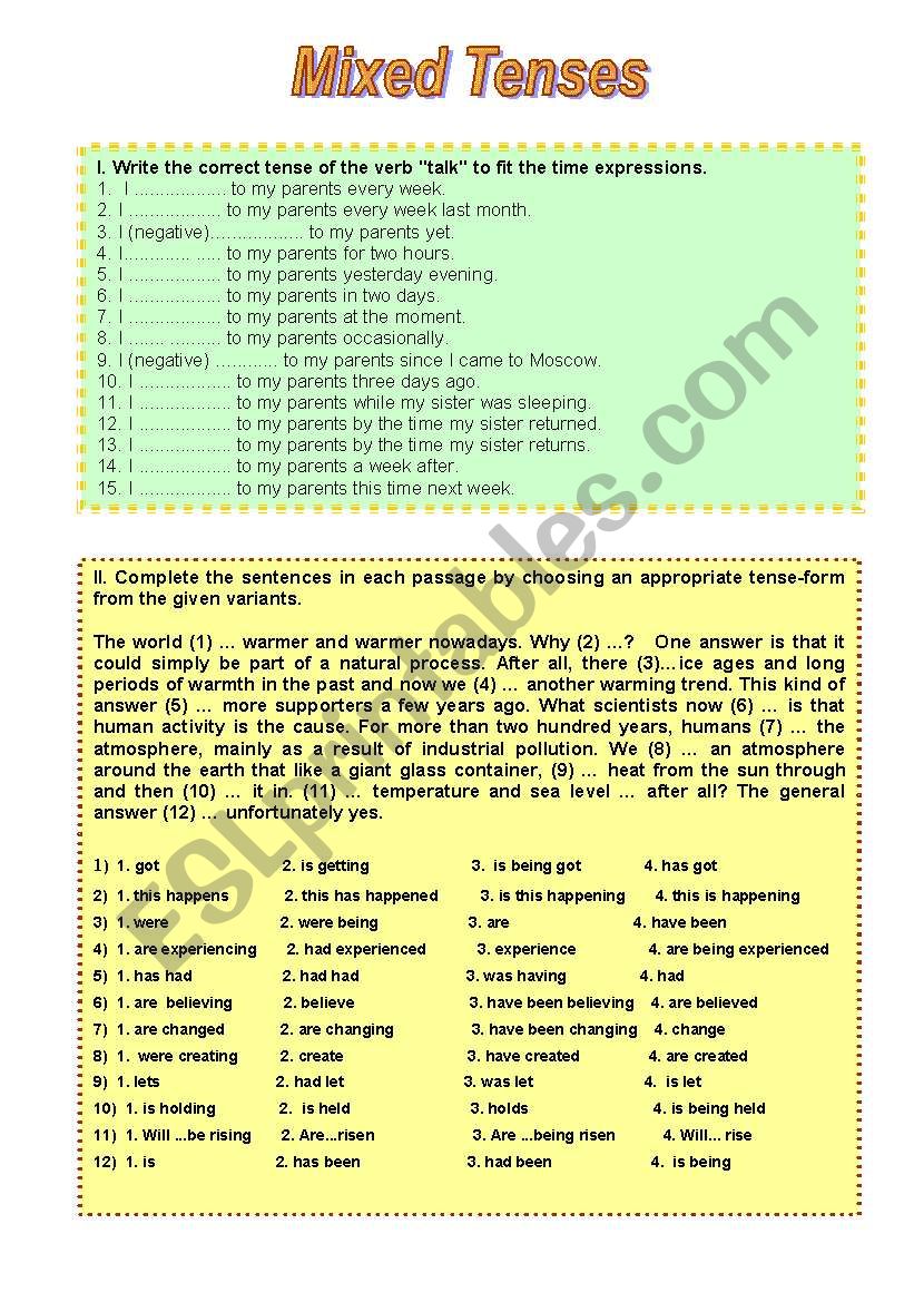 Mixed Tenses worksheet