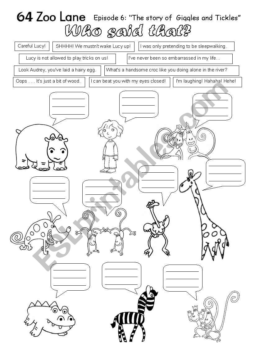 Giggles and Tickles worksheet