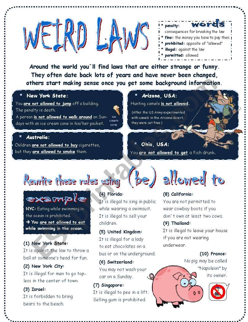 to be allowed to - weird laws around the world - fully editable