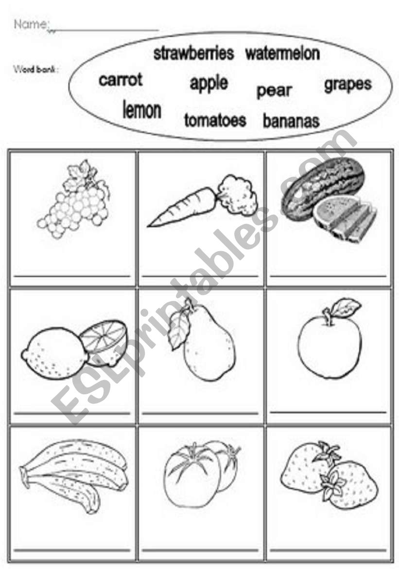 Fruit labeling worksheet