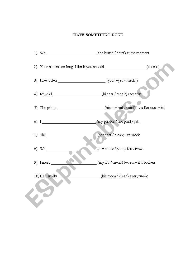 have something done exercise worksheet