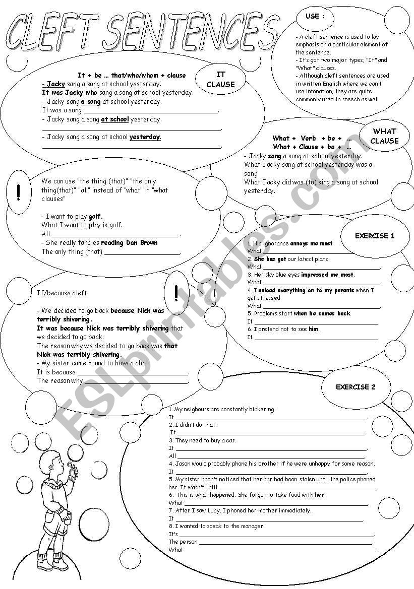 CLEFT SENTENCES (adding emphasis)