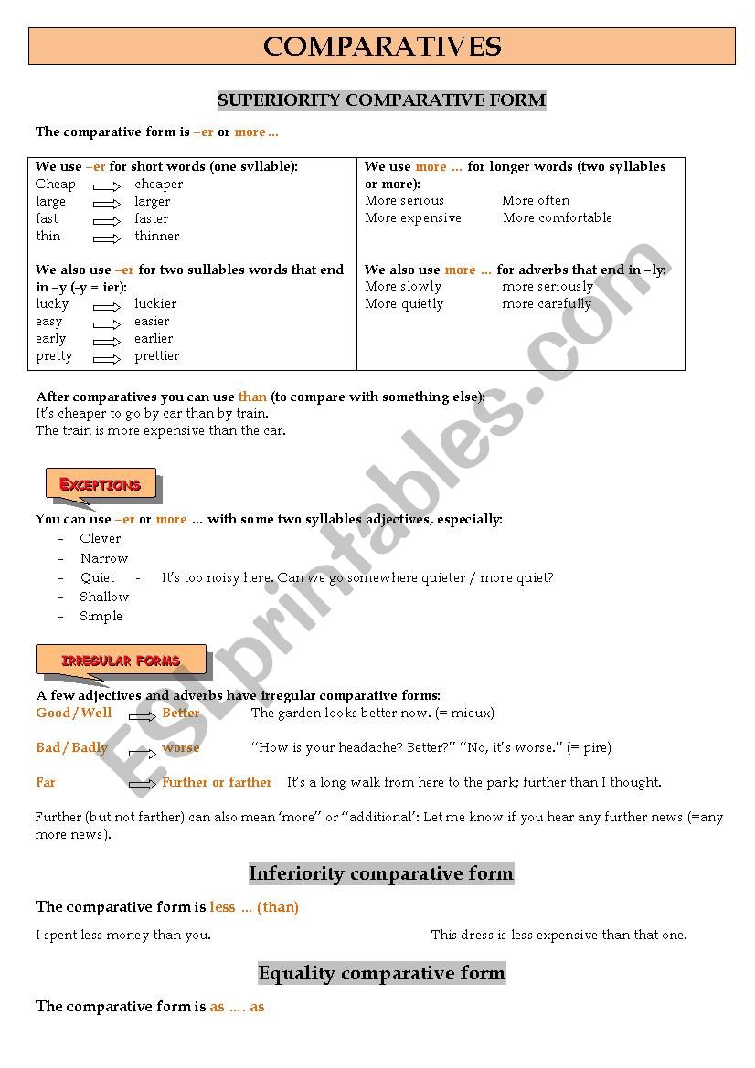 comparatives lesson worksheet