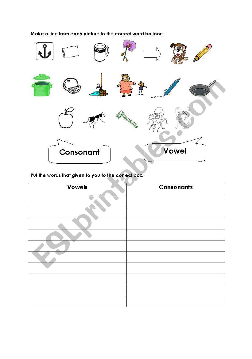 Vowels and Consonants worksheet