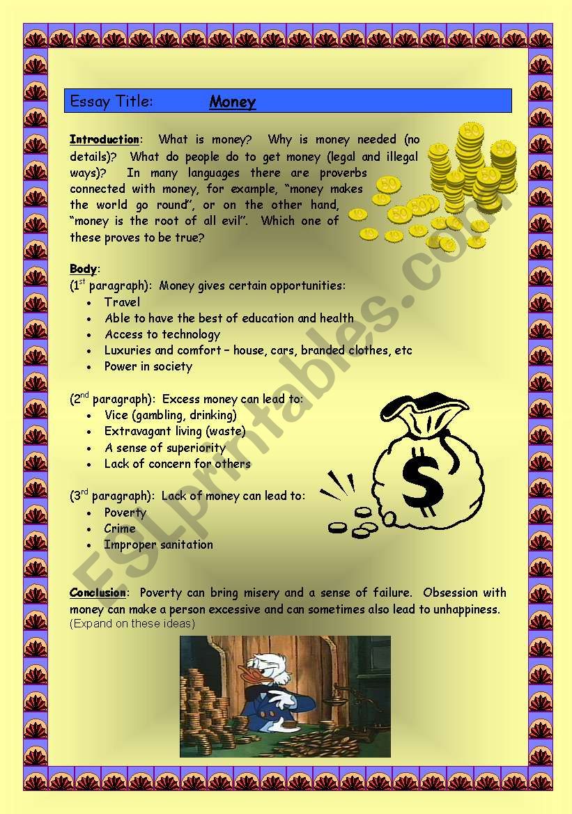 money essay for class 1