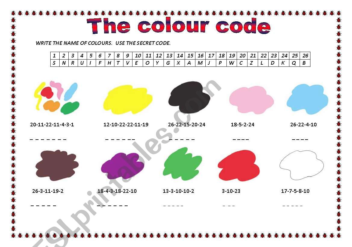 The colour code worksheet