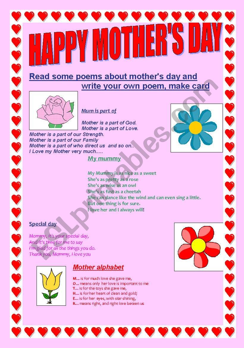 mother s day reading and writing practice
