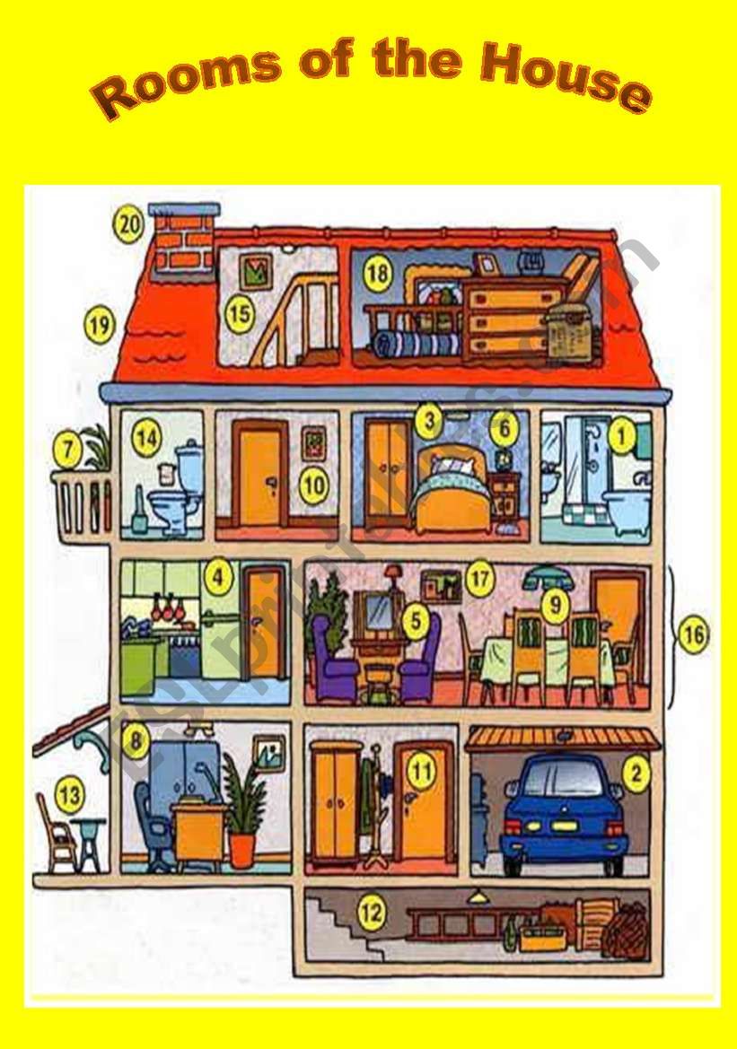 Rooms of the House - ESL worksheet by Sara Costa