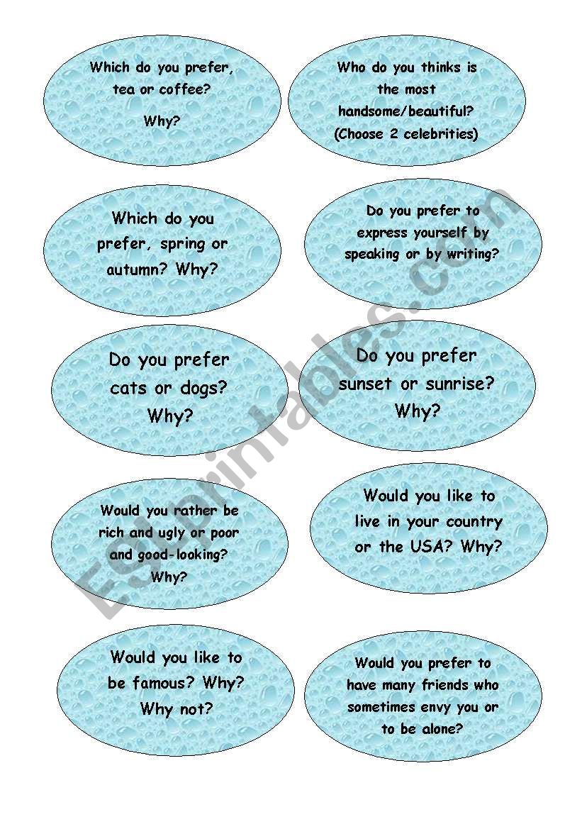 Speaking Activity worksheet