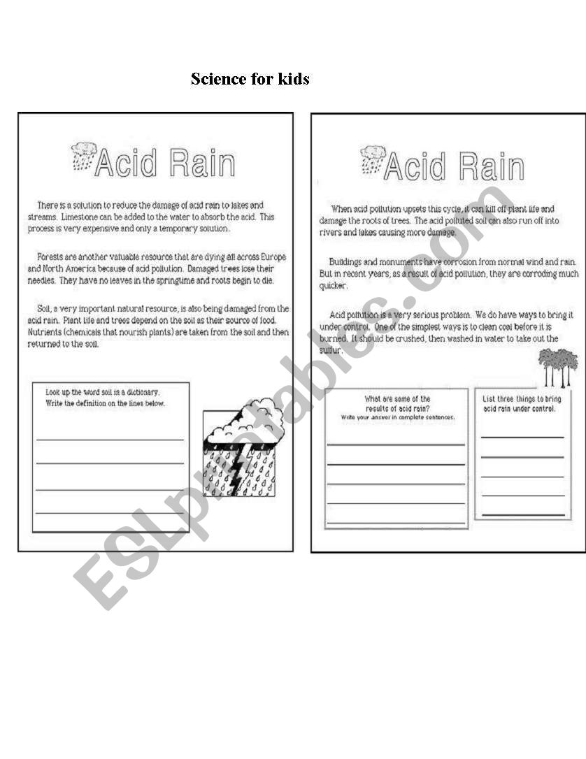 Science for kids worksheet