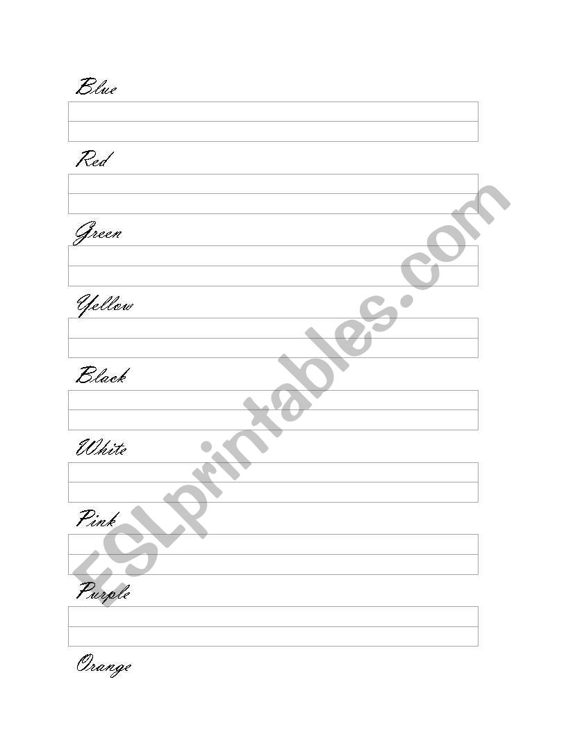 COlors worksheet