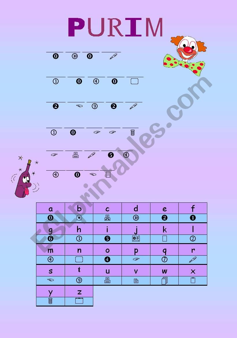 happy purim!! worksheet