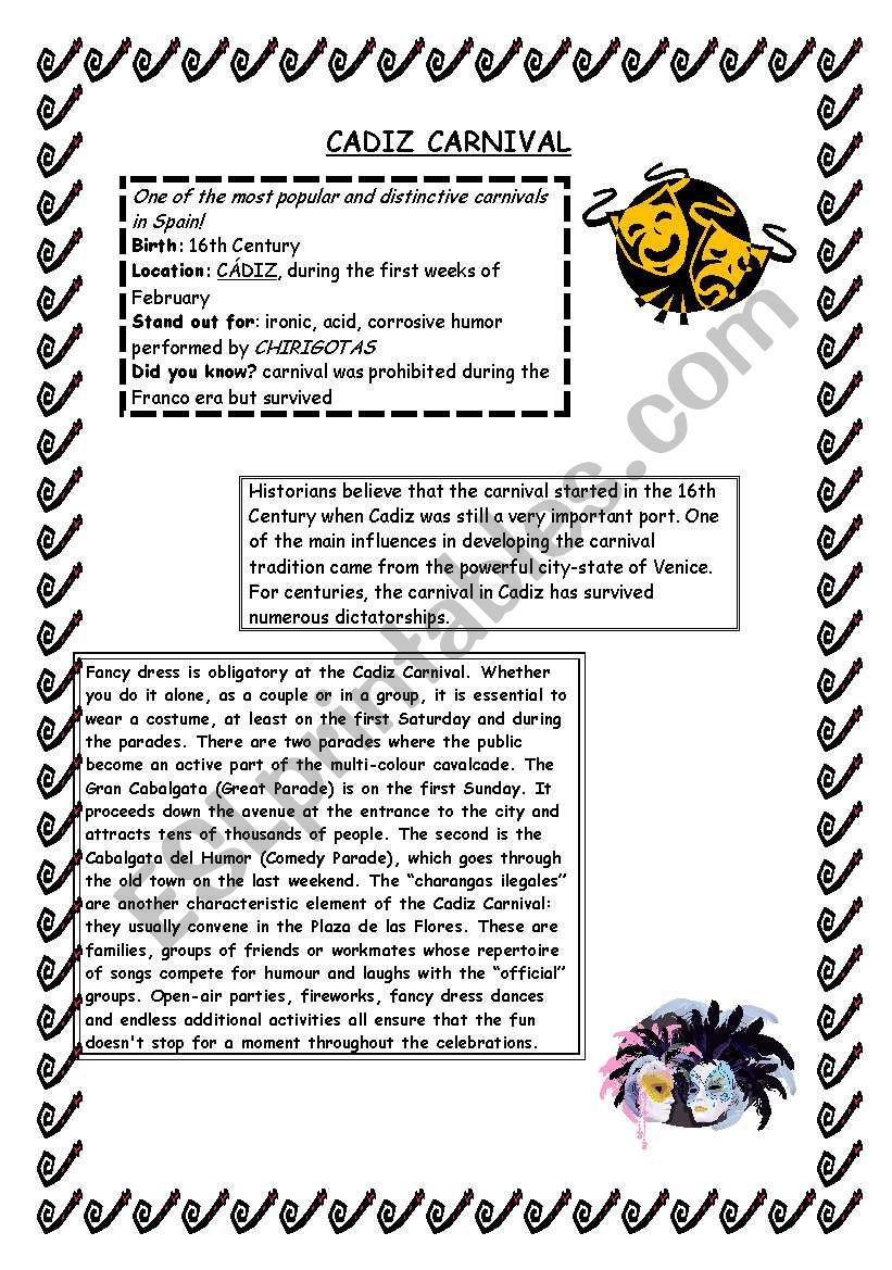 Cadiz Carnival  worksheet