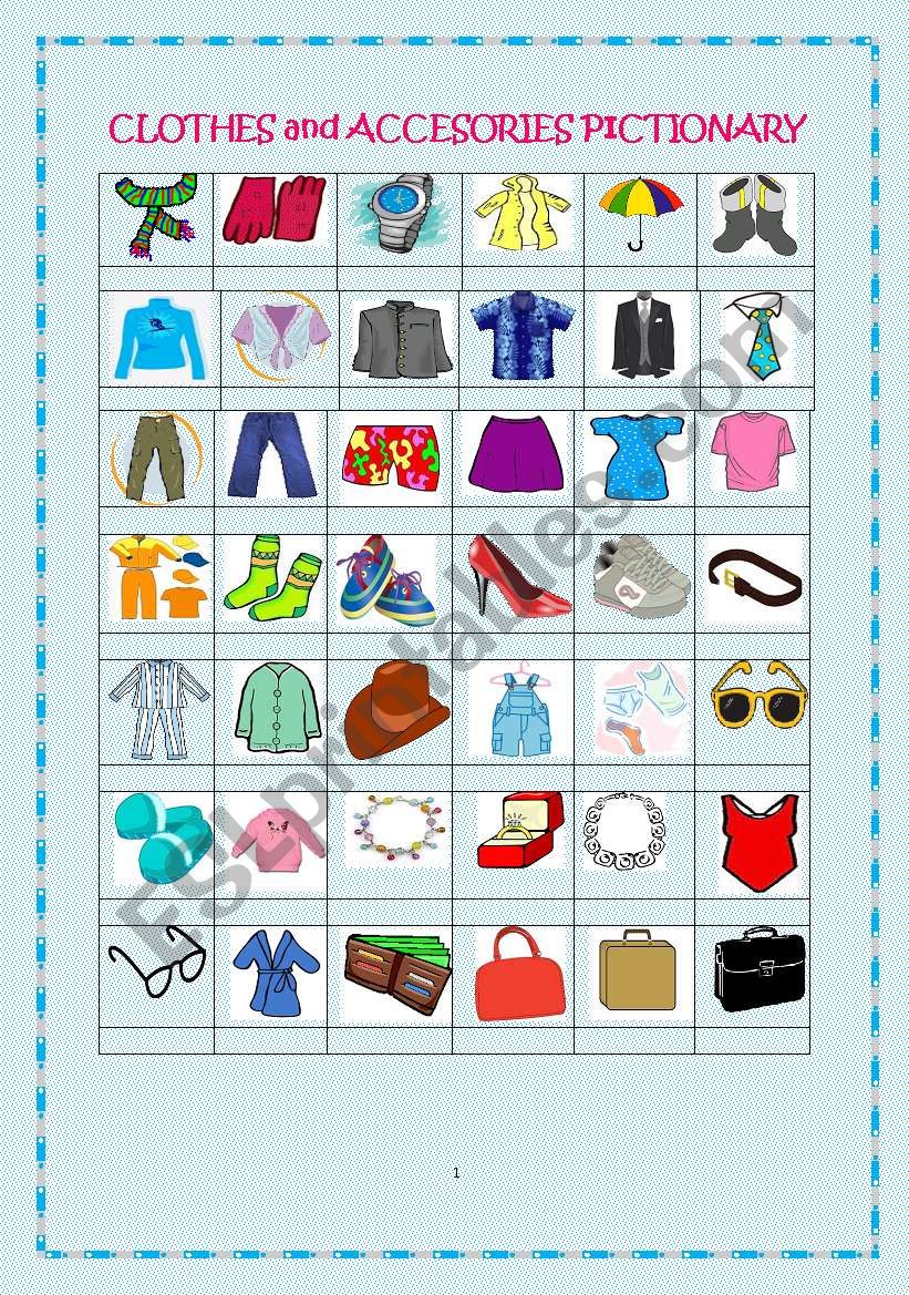 Clothes and Accessories Pictionary