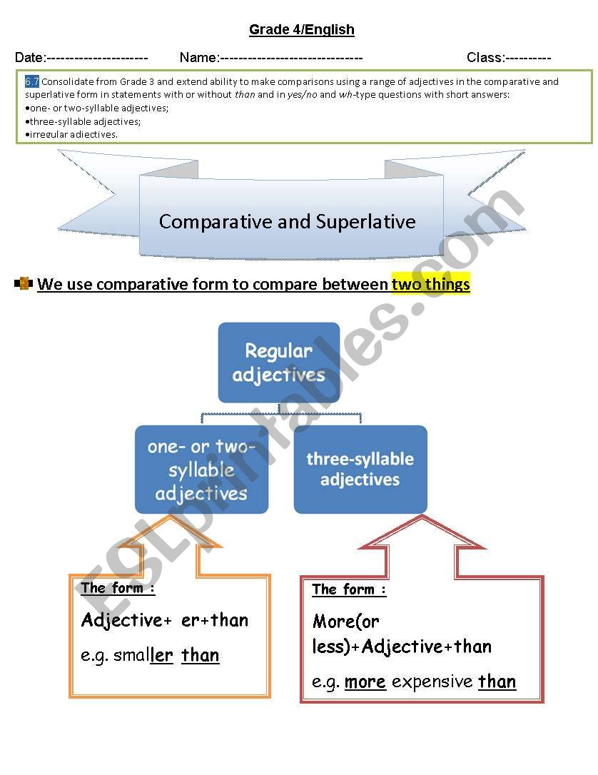 comparatives and superlatives worksheet