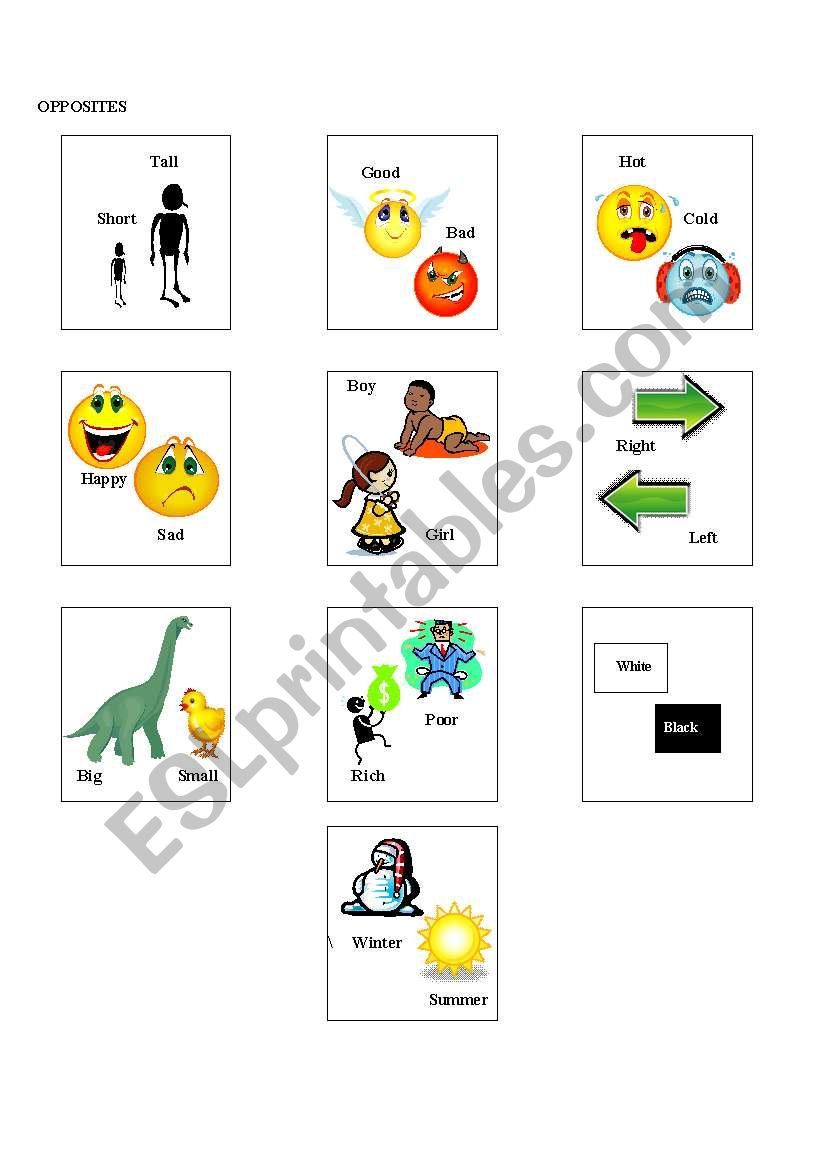 Opposites Cards worksheet