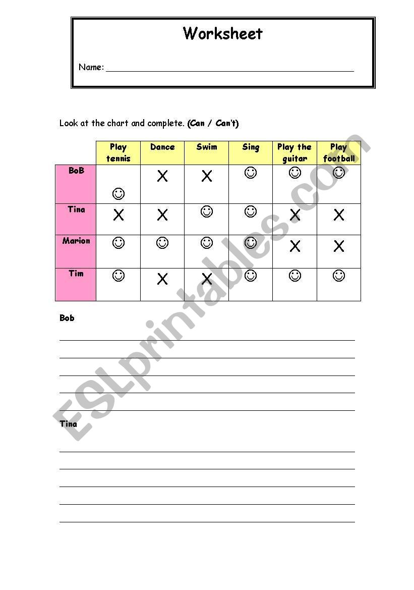 Verb Can and Daily Routine exercises