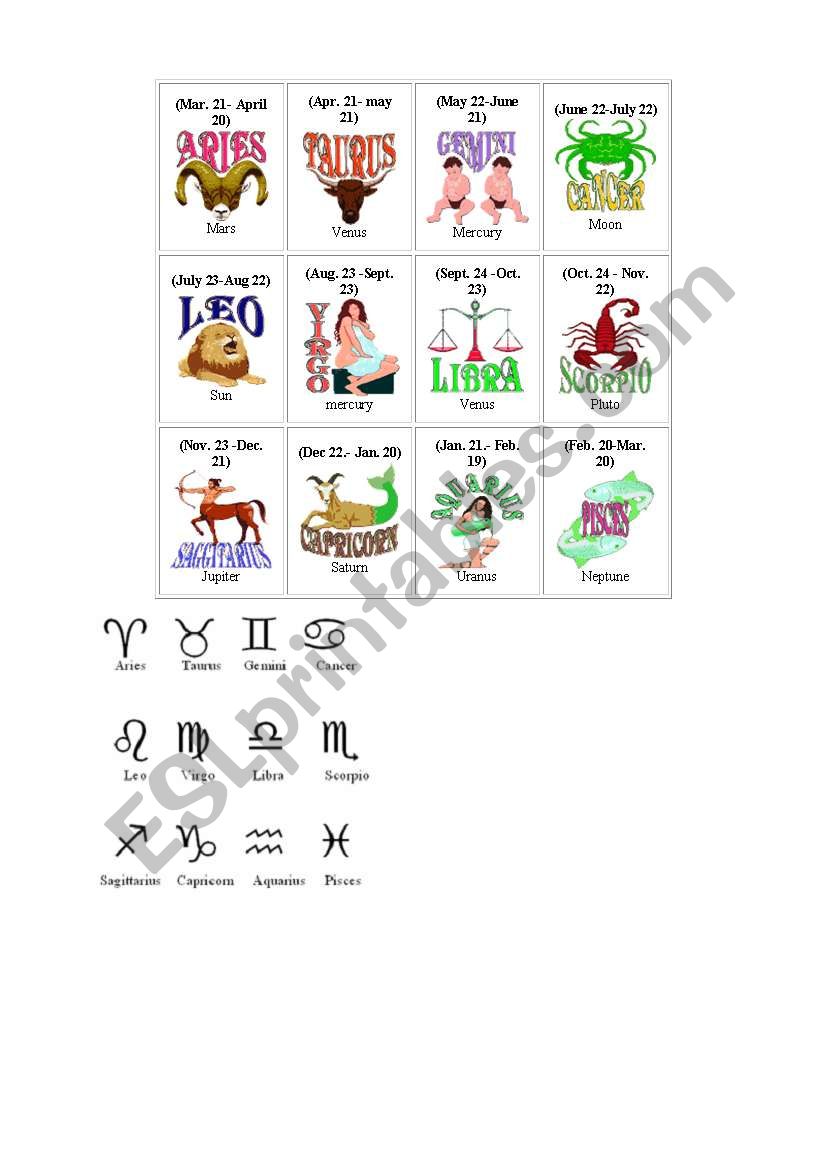 signs worksheet