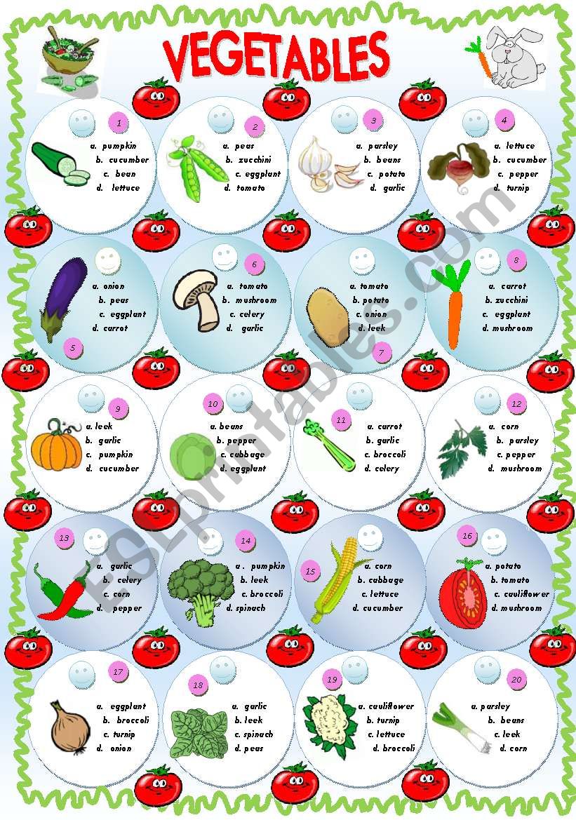 Vegetables worksheet