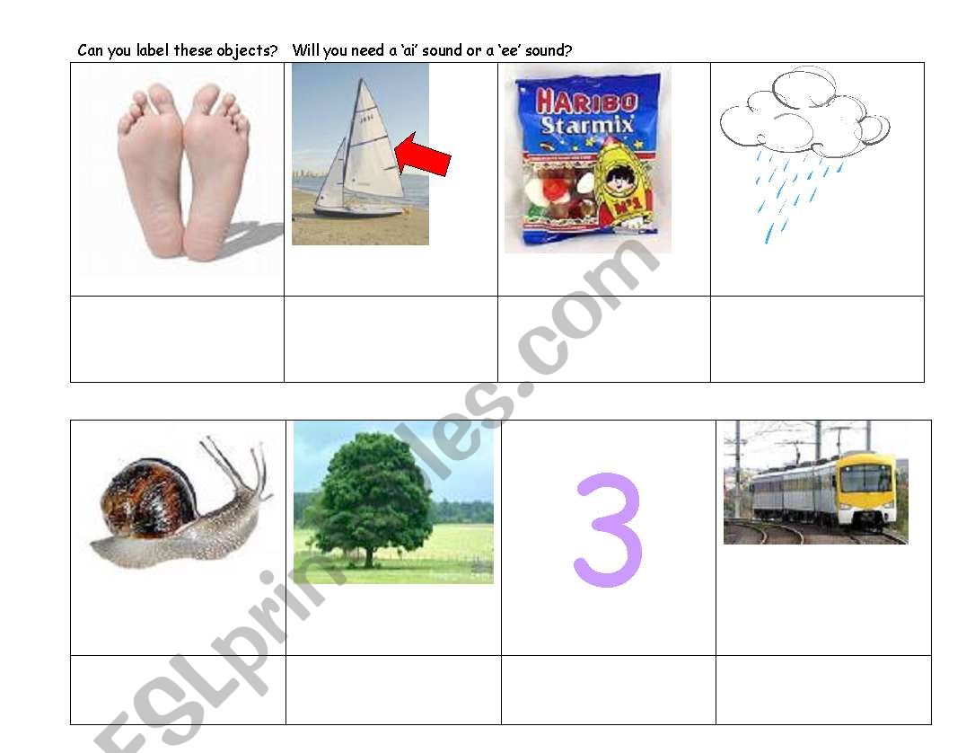 Phonics ai and ee worksheet