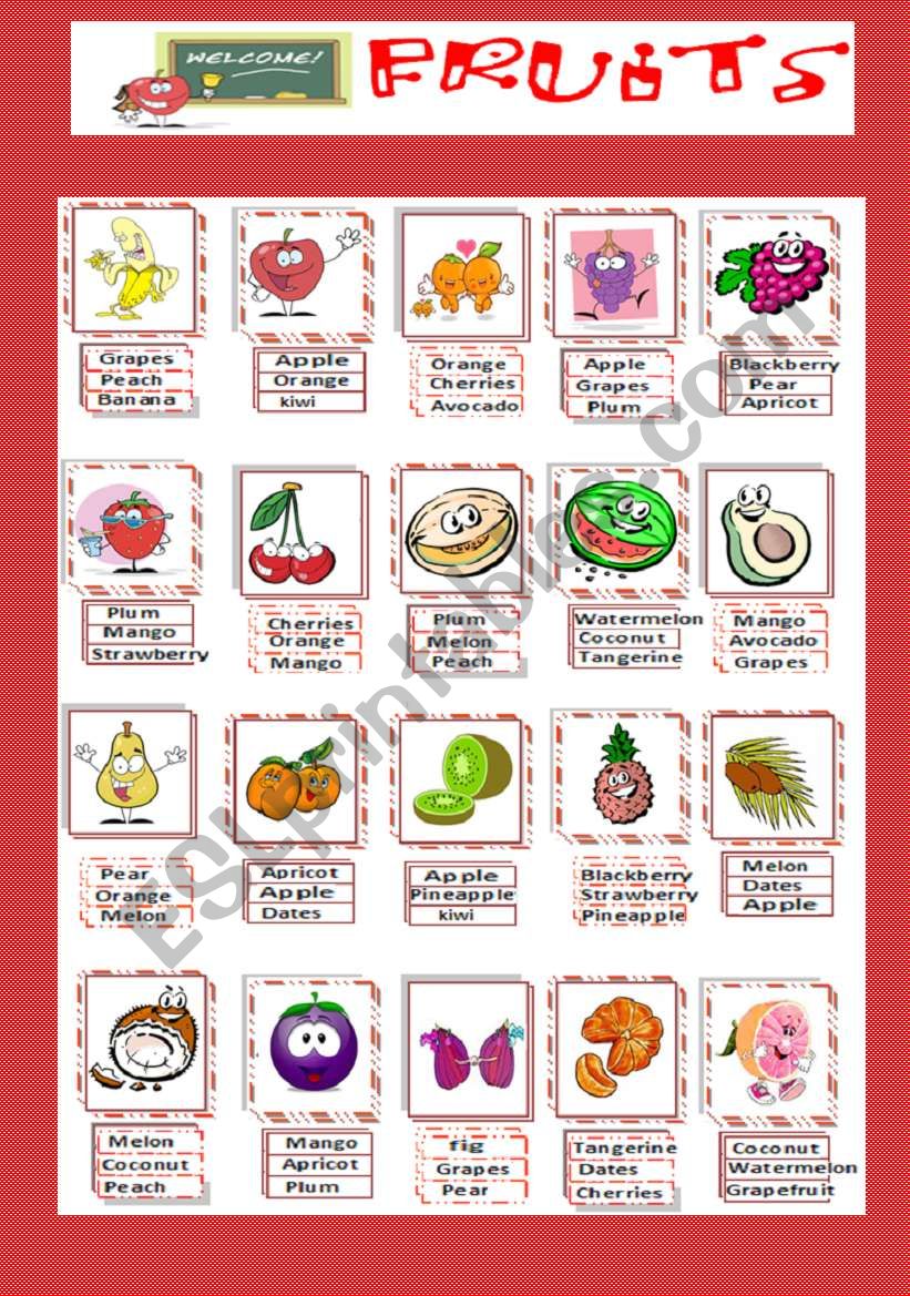 fruits worksheet