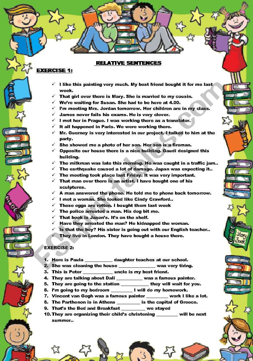 RELATIVE CLAUSES worksheet