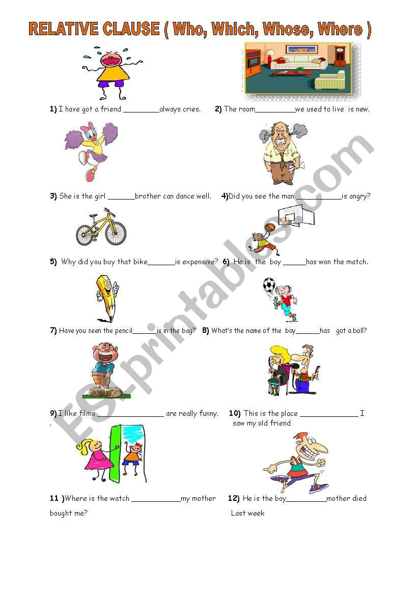 relative clause worksheet