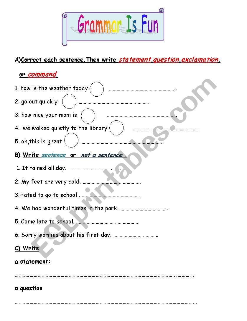 Grammar Is Fun worksheet