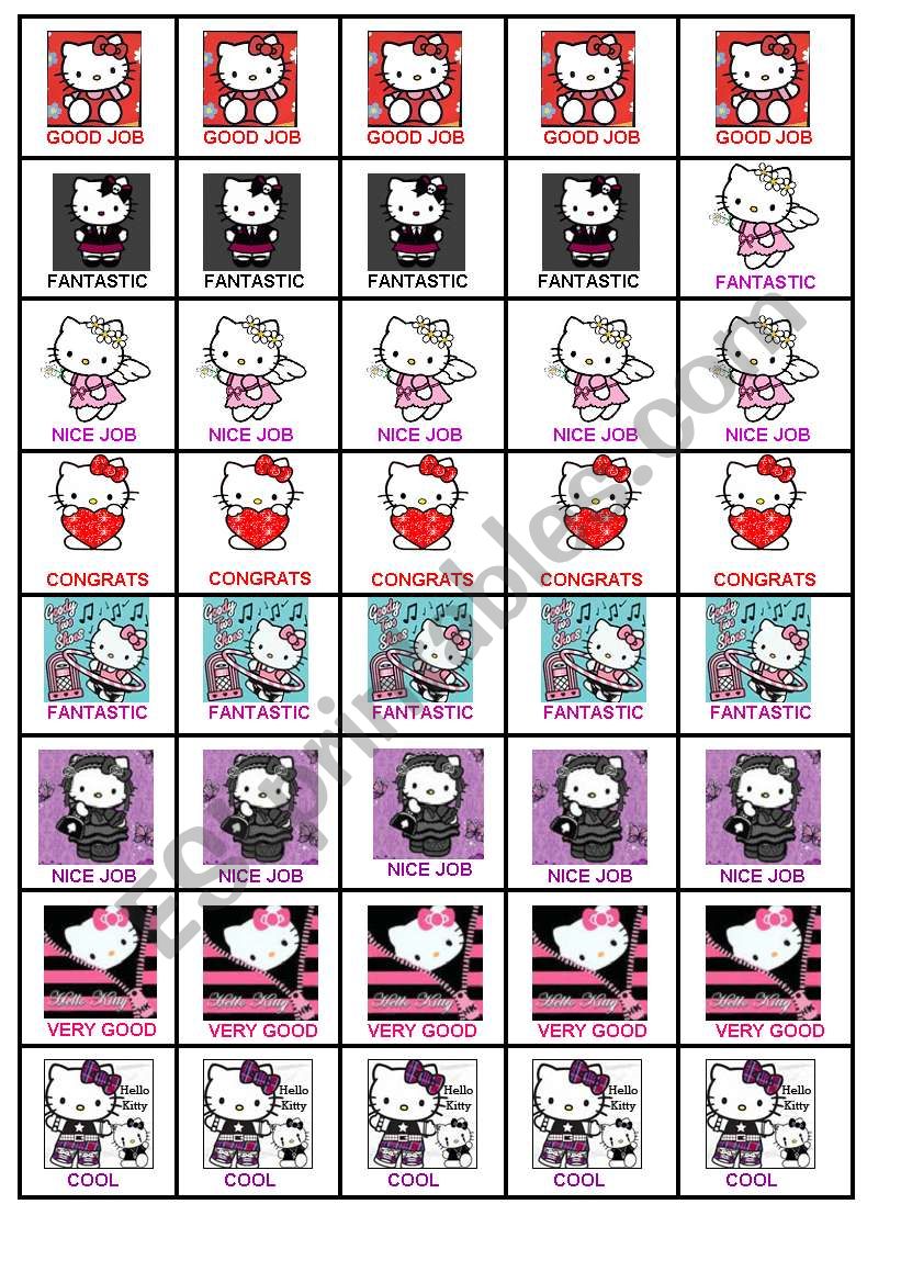 INCENTIVES HELLO KITTY worksheet