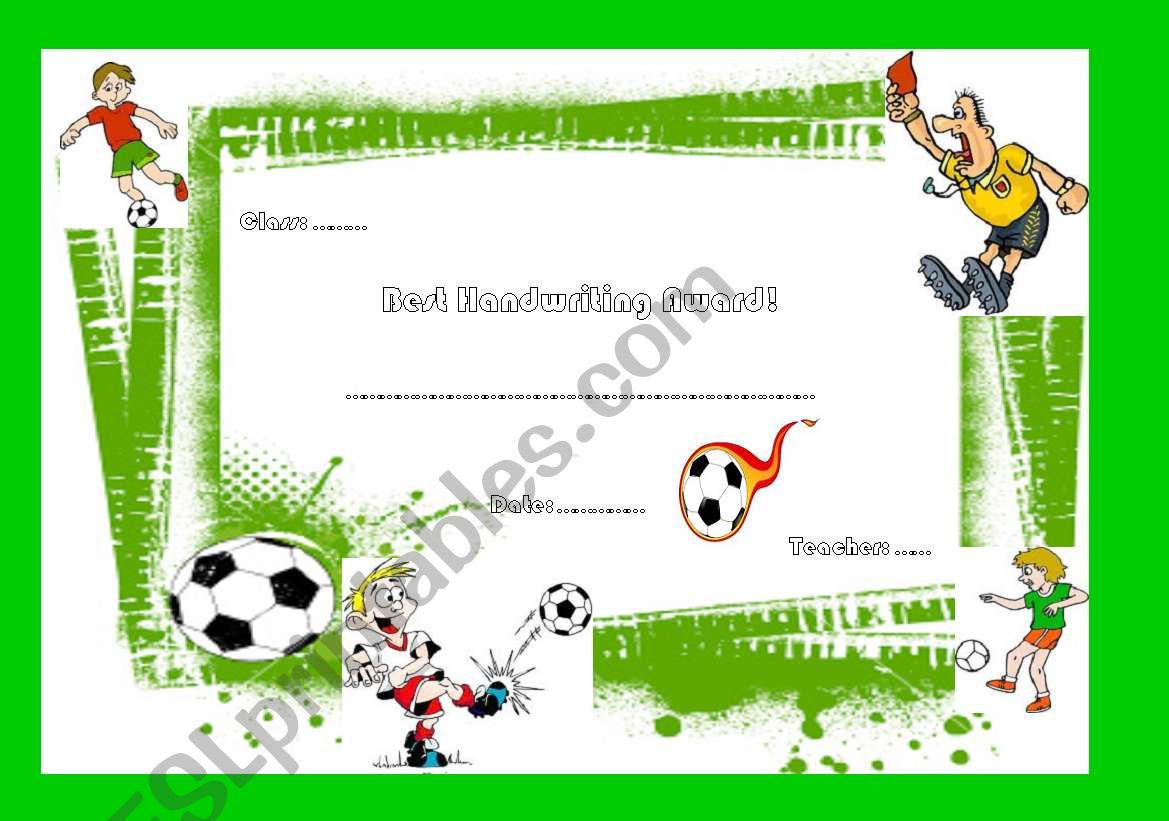 Best Handwriting BoysÂ´ Award worksheet