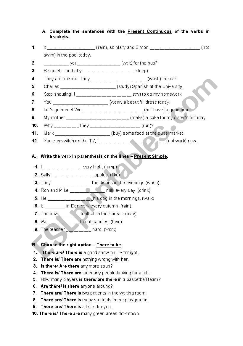 Grammar worksheet - 1st part worksheet