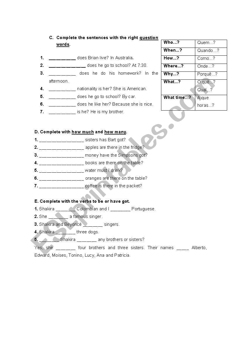 Grammar worksheet - 2nd part worksheet