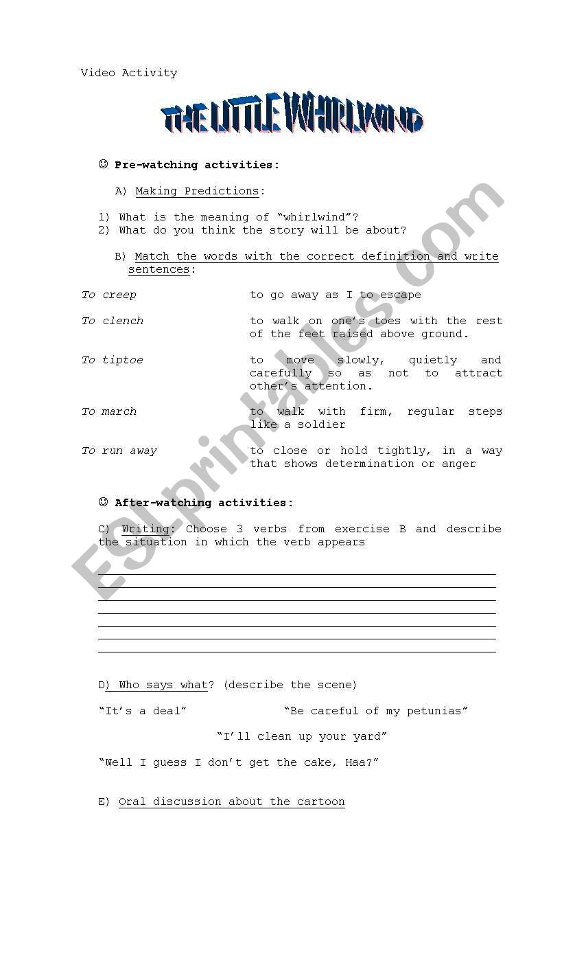 The little whirldwind worksheet