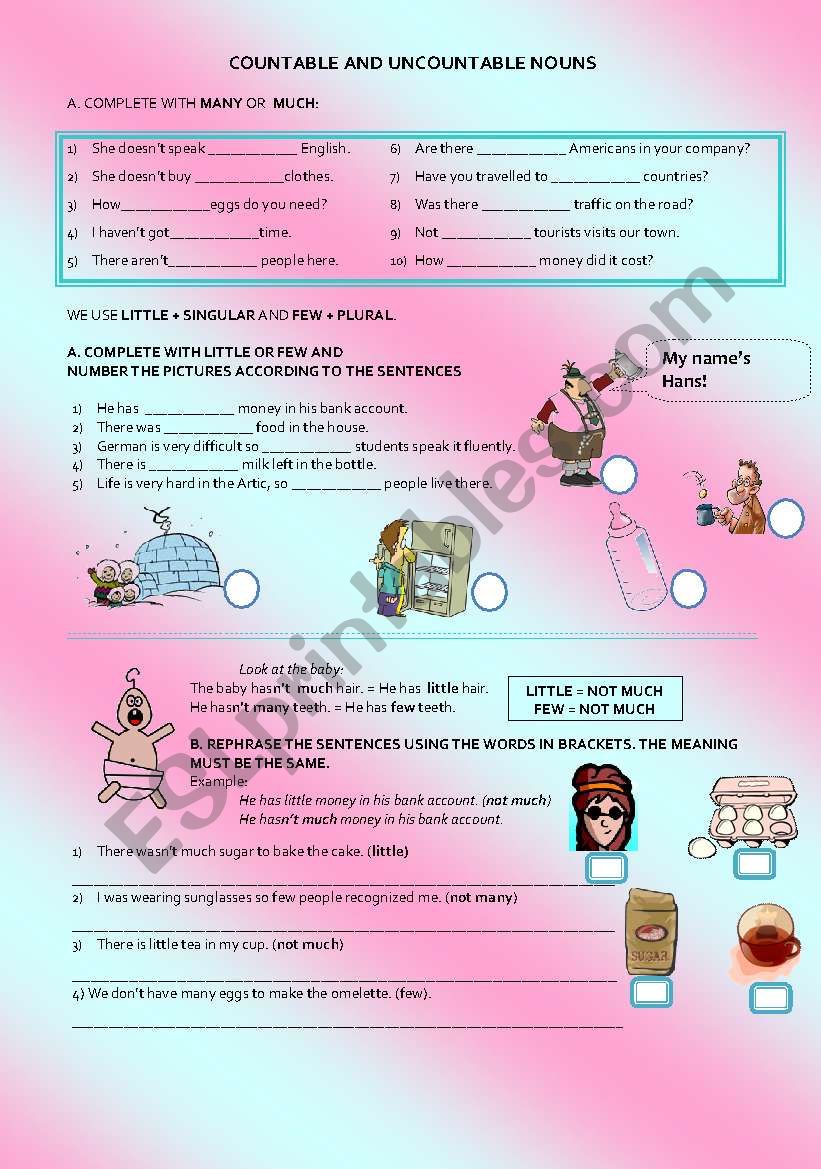 MANY, MUCH, FEW, LITTLE (explanation + exercises + vocabulary) MANY, MUCH, FEW, LITTLE (explanation + exercises + vocabulary)