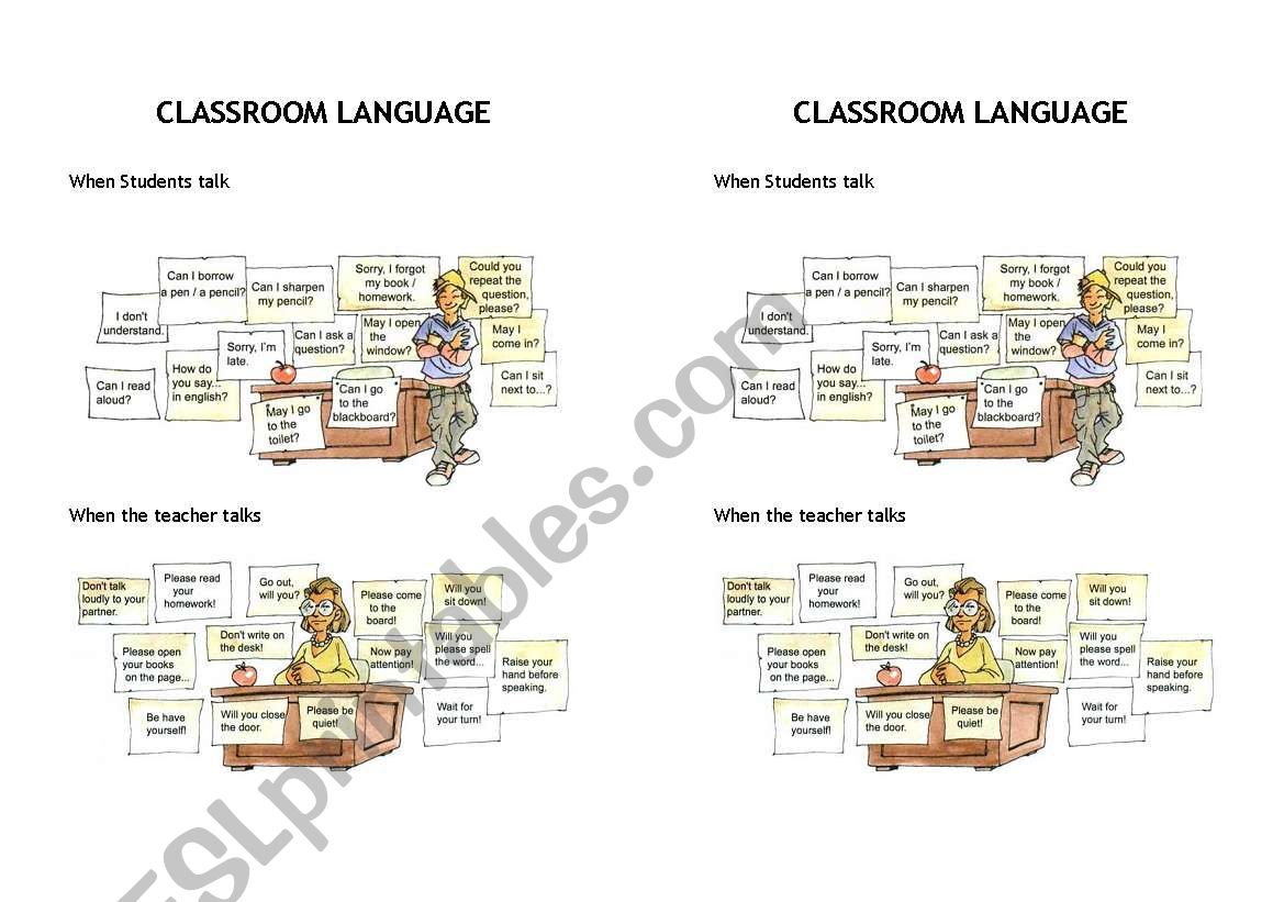 Classroom language worksheet