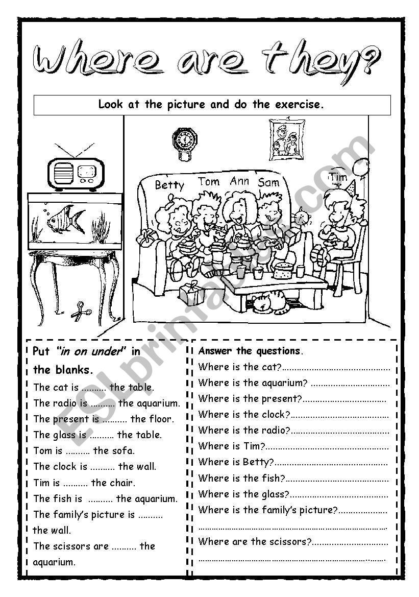 Where are they? worksheet