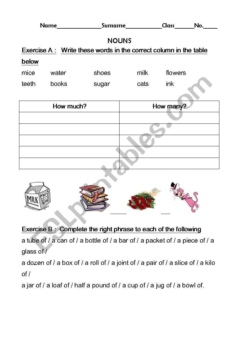 Nouns worksheet