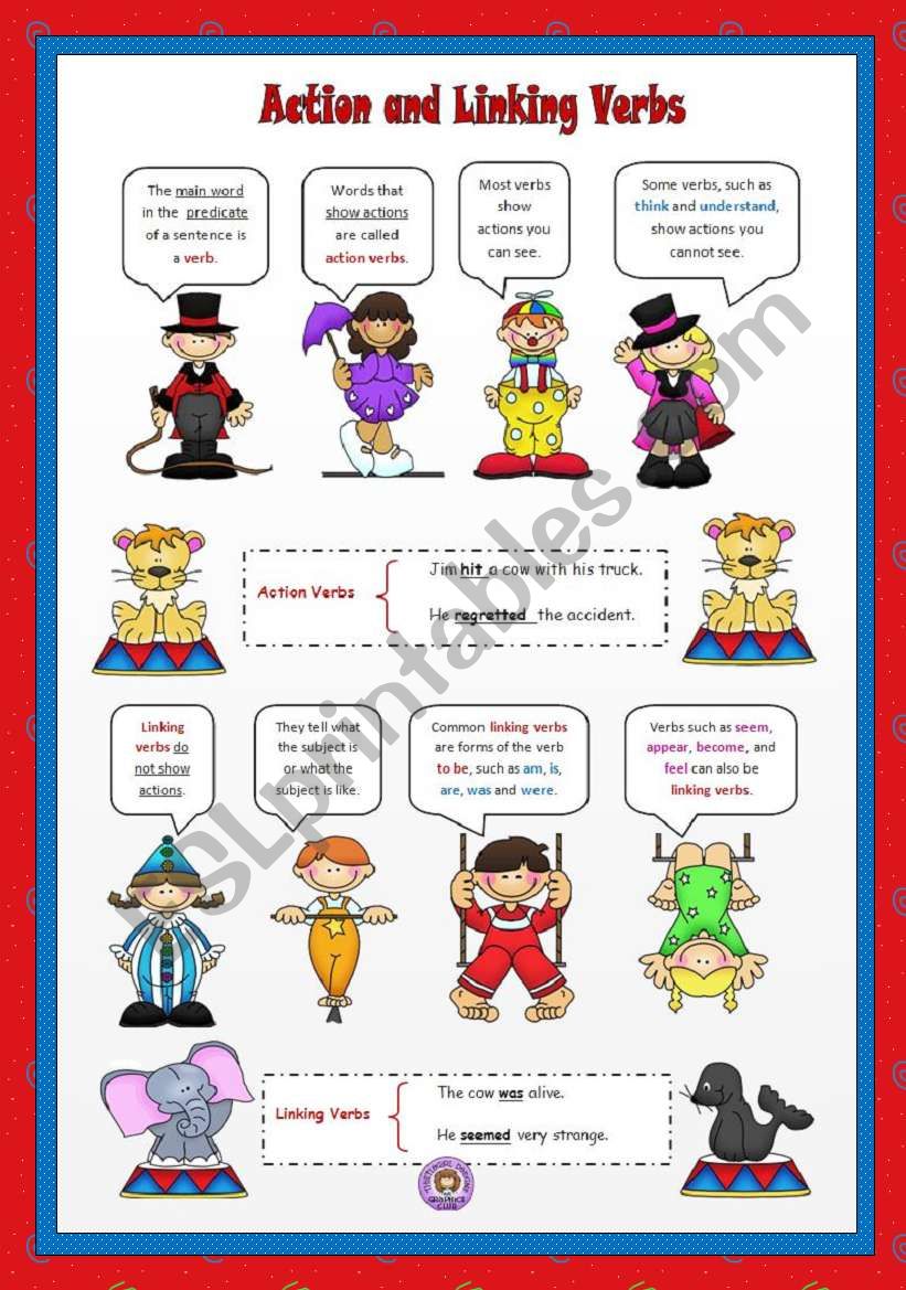 Action and Linking Verbs worksheet