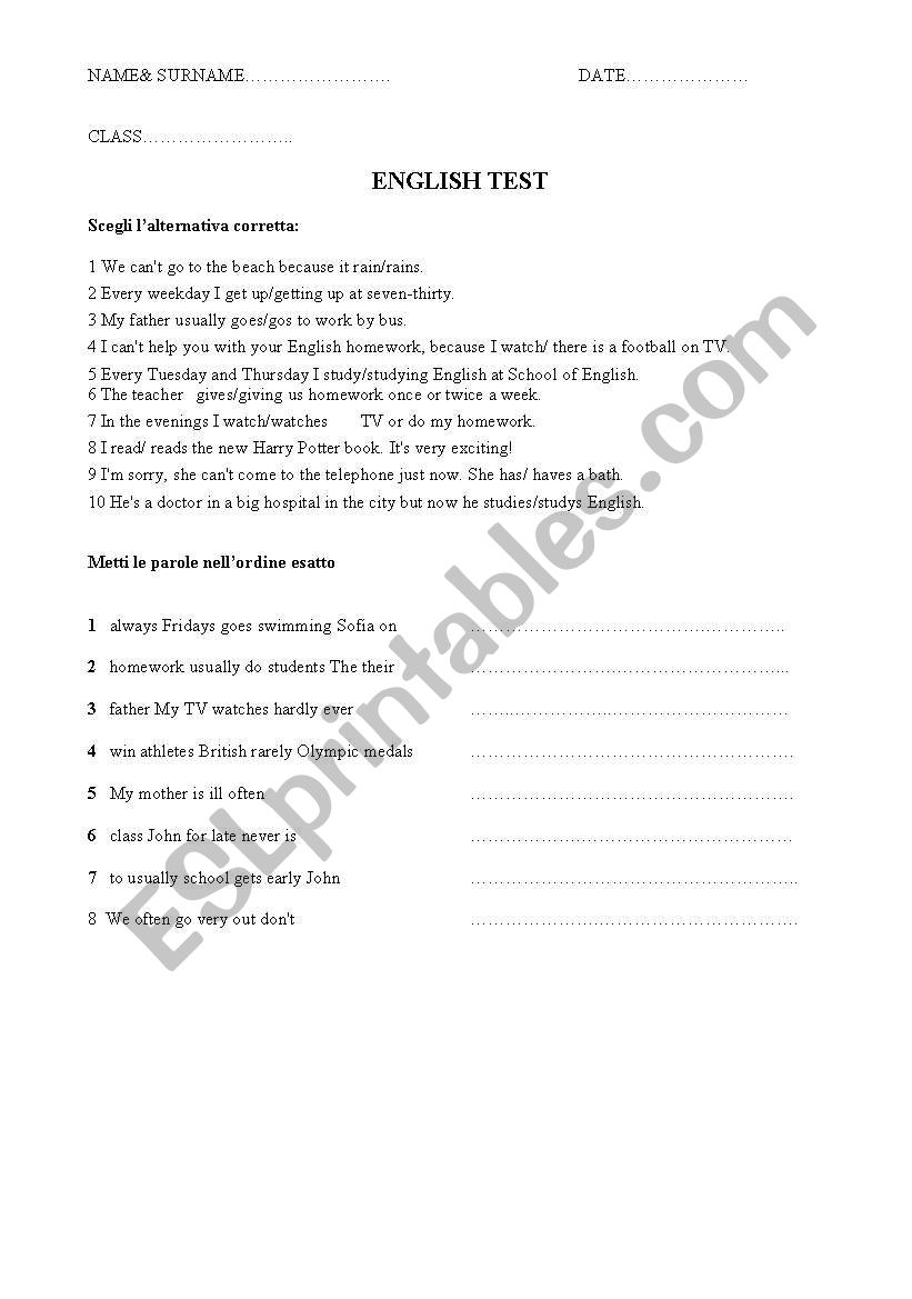 present simple worksheet