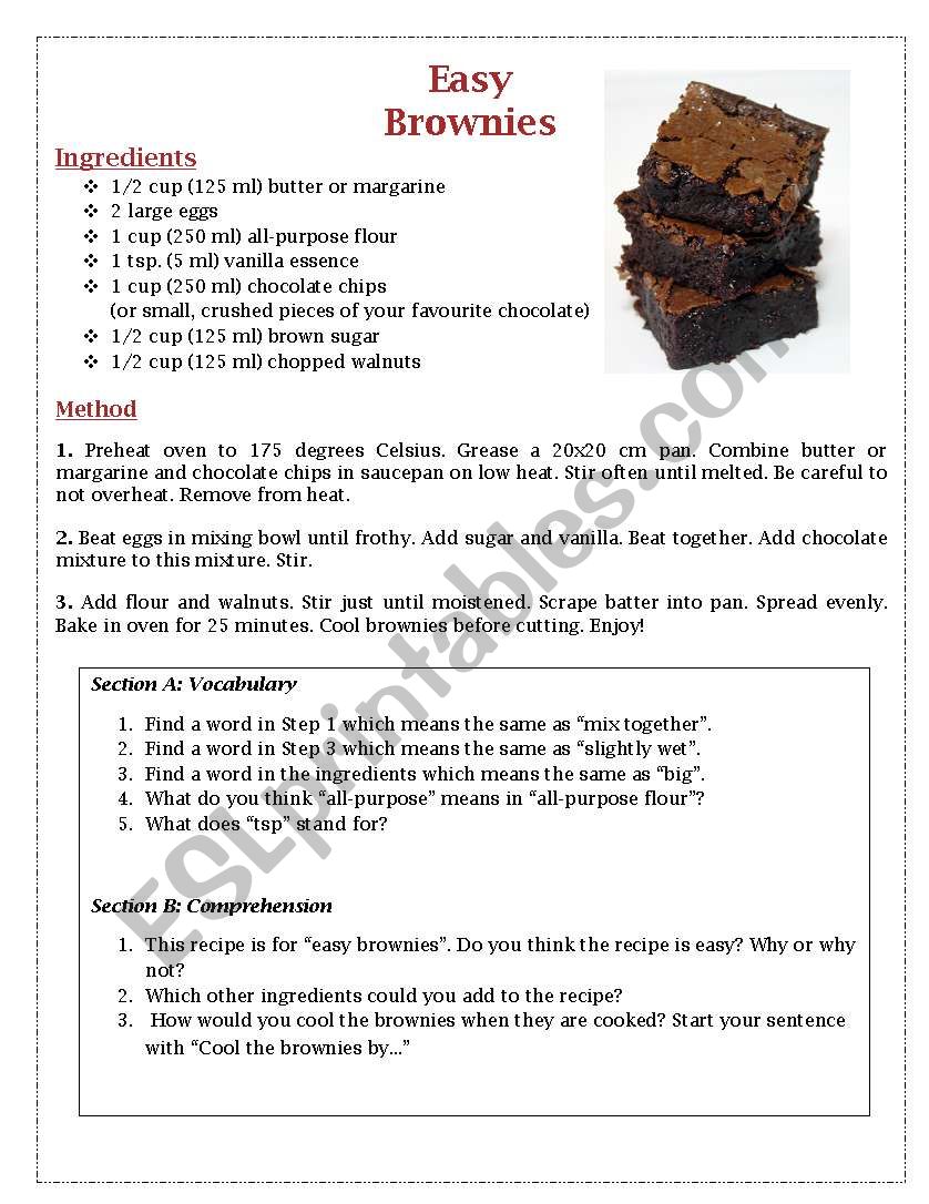 Easy Brownies Recipe - Comprehension