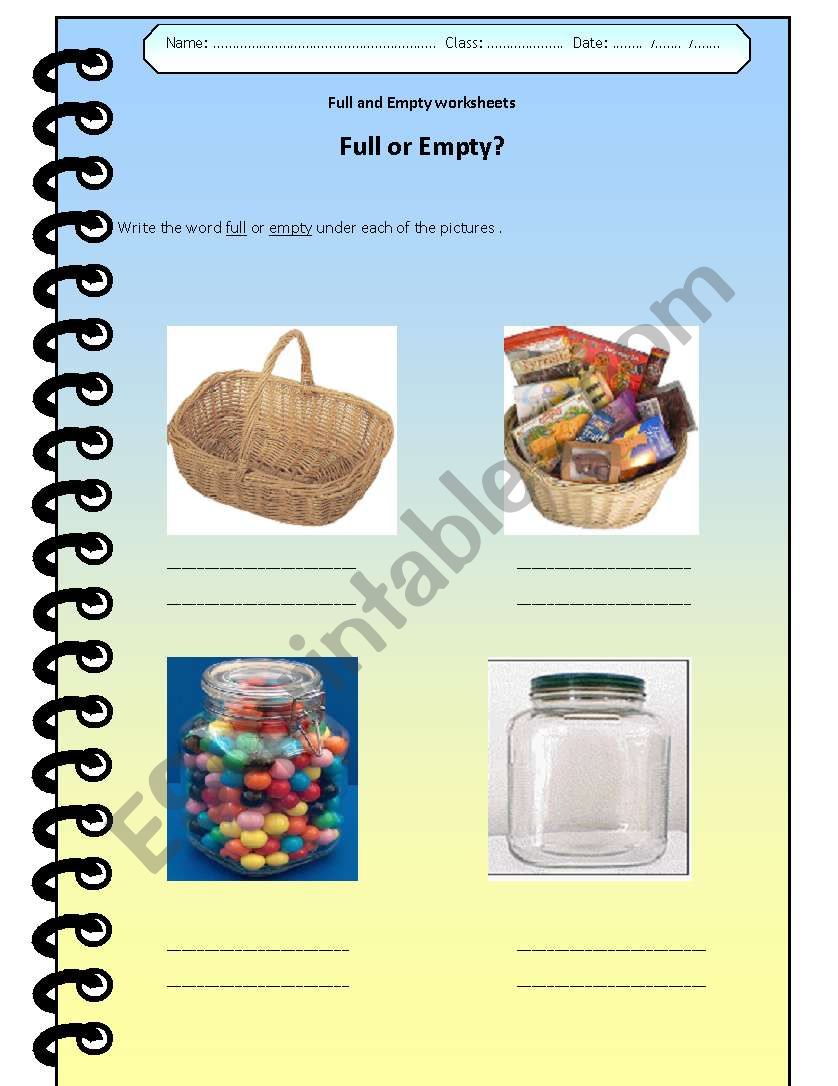 FULL OR EMPTY WORKSHEET worksheet