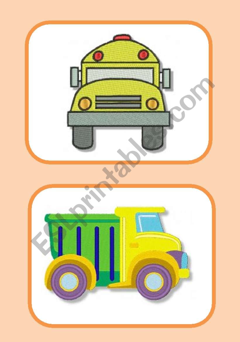 Transports flashcards worksheet