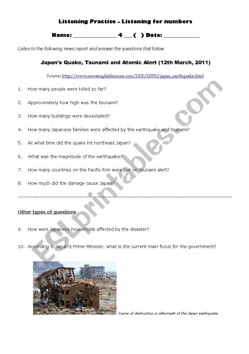 JapanÂ´s Quake, Tsunami and Atomic Alert (Listening Practice)