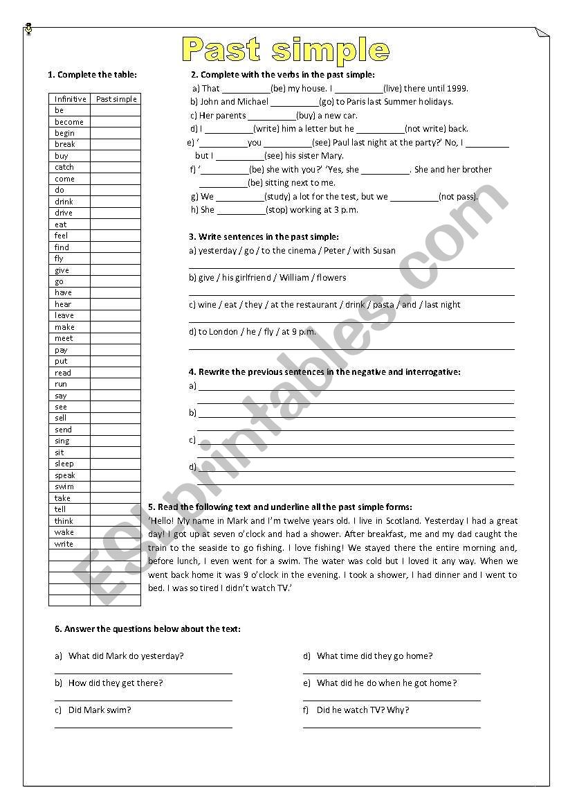 Past Simple worksheet