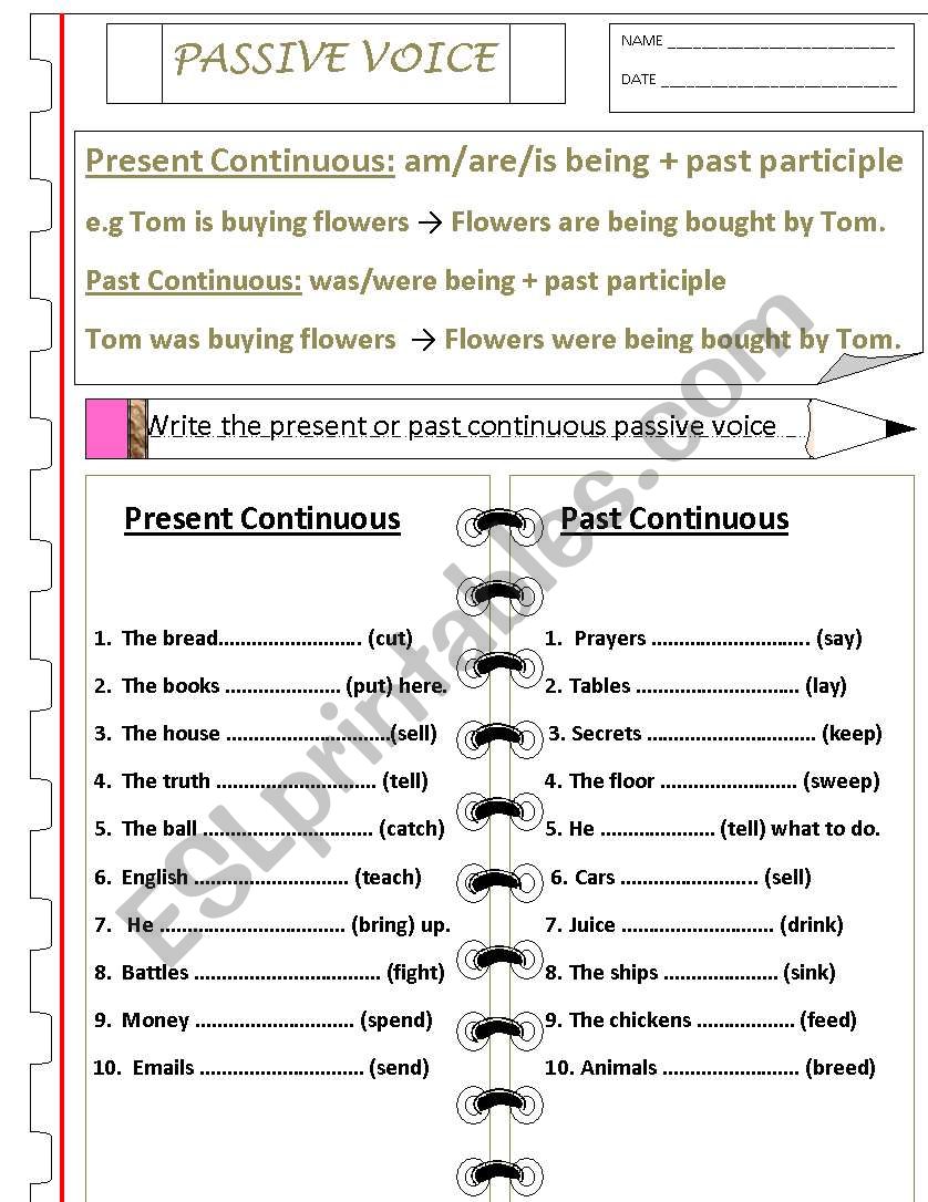 Passive Voice Present/Past Continuous